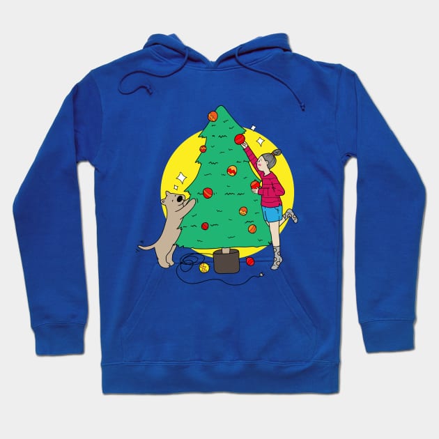 Dog and Christmas Tree Hoodie by meilyanadl